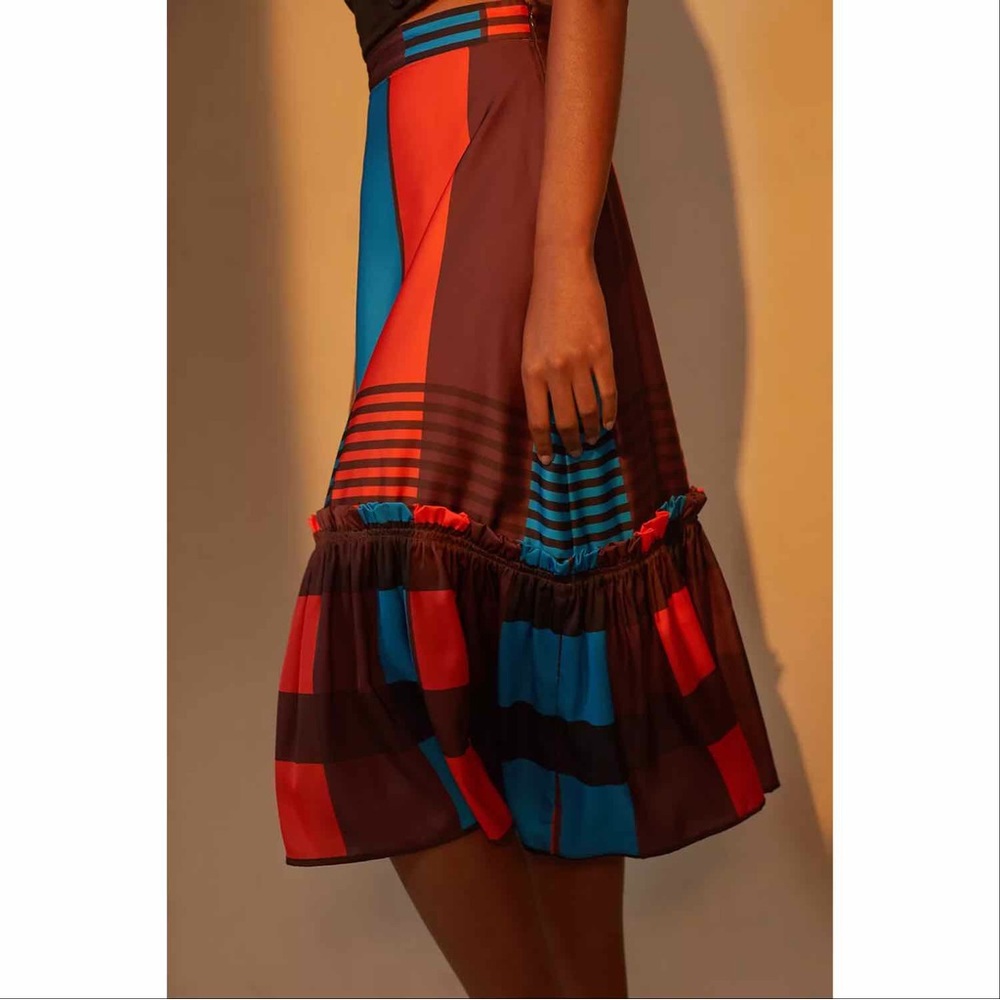 Anthropologie Eva Franco Flounced Midi Skirt